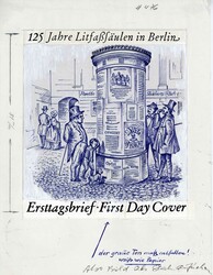 125 Jahre Litfaßsäulen in Berlin 1979, Original-Entwurf (19,9 x 25 ...