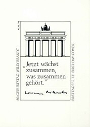 80. Geburtstag von Willy Brandt 1993, Original-Entwurf (12,4 x 18,5 ...