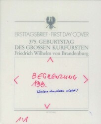 375. Geburtstag des Großen Kurfürsten 1995, Original-Entwurf (9 x ...