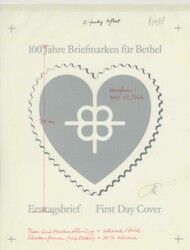 100 Briefmarken für Bethel 1988, Original-Entwurf (20,4 x 27,4 cm) ...