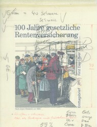 100 Jahre gesetzliche Rentenversicherung 1989, Original-Entwurf (15,4 ...