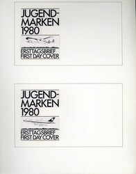 Jugend: Luftfahrt 1980, zwei Original-Entwürfe (ca. 23,7 x 32,5 cm) ...