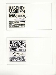 Jugend: Luftfahrt 1980, zwei Original-Entwürfe (ca. 23,7 x 32,5 cm) ...