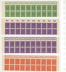 Ziffern-Satz 1946, ohne 1 RM, jew. im oberen Bogenteil zu 20 Marken ...