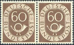10 Pf., 15 Pf., 25 Pf., 30 Pf., 40 Pf. und 60 Pf. Posthorn 1951/1952, ...