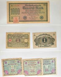 Kaiserreich bis Ausland: Partie von Banknoten und Notgeldscheinen auf ...