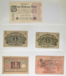 Kaiserreich bis Ausland: Partie von Banknoten und Notgeldscheinen auf ...
