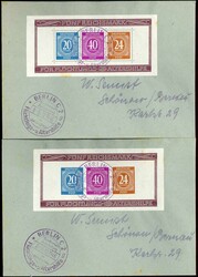 Briefmarkenausstellung-Block 1946, gezähnt und ungezähnt, jew. auf ...