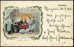 5 Pf. Krone/Adler mit steilem Aufdruck 'China', auf mehrfarbiger AK ...