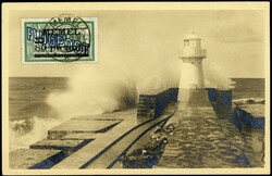 80 Pf. auf 40 C. Flugpost 1921, als EF auf Bildpostkarte (der weiße ...