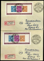 Briefmarkenausstellung-Blockpaar, jew. auf philatelistischem R.-Brief ...