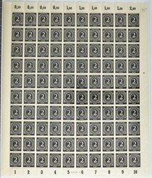 2 Pf. Ziffer 1946, vier Originalbögen zu hundert Marken mit vier ...