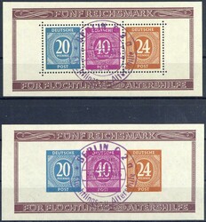 Briefmarkenausstellung-Block 1946, gezähnt und ungezähnt, jew. mit ...