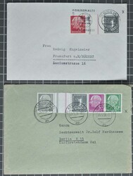 8 Pf. + Z + 1 Pf. und 20 Pf. + Z +1 Pf. Heuss und Ziffer 1958, mit ...