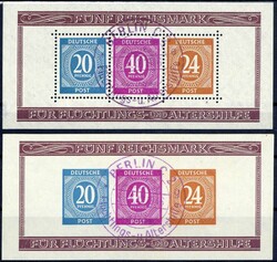 Briefmarkenausstellung-Blöcke 1946, gezähnt und ungezähnt, jew. ...