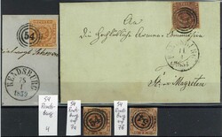 Ringnummernstpl. '54' (Rendsburg), zum einen auf Dänemark-Nr. 1. ...