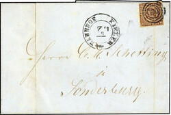 Ringnummernstpl. '170' (Kiel), auf breitrandiger Dänemark-Nr. 1. ...