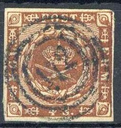 Ringnummernstpl. '172' (Marne), auf breitrandiger Dänemark-Nr. 7a., ...