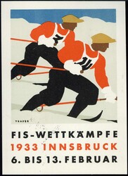 FIS-Wettkämpfe 1933, auf entspr. offizieller Festpostkarte, mit ...