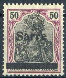 50 Pf. Germania mit Aufdruck 1920, in Type yI., tadellos postfrisch, ...