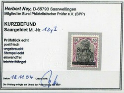 50 Pf. Germania mit Aufdruck 1920, in Type yI., tadellos postfrisch, ...