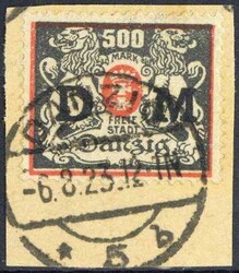 500 Mark Dienstmarke 1923, sauber zeitgerecht gest. auf Briefstück, ...