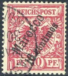 10 C. auf 10 Pf. Krone/Adler 1899, in b.-Farbe, sauber gest., ...