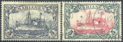 Freimarken Schiffszeichnung 1901, oWz., bedarfsgest., die Mi.-Nrn. ...