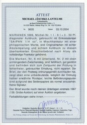 25 Pf. Krone/Adler mit diagonalem Aufdruck 'Marianen', auf ...