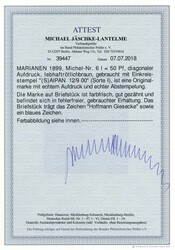 50 Pf. Krone/Adler mit diagonalem Aufdruck 'Marianen', auf ...
