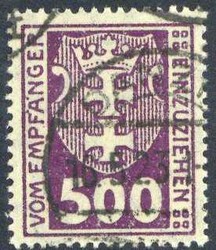 500 Pf. Portomarke 1923, mit Wz3X., sauber zeitgerecht gest., mit ...