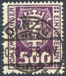 500 Pf. Portomarke 1923, mit Wz3Y., sauber zeitgerecht mit Vollstpl., ...