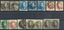 1849 - 1863, Zusammenstellung der Mi.-Nrn. 1. (2), 2. (3), 5. (2), ...