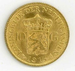 Niederlande: 1913, 10 G. Wilhelmina, vz/stAutomatically generated ...
