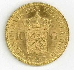 Niederlande: 1932, 10 G. Wilhelmina, vz/stAutomatically generated ...