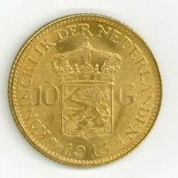 Niederlande: 1913 und 1917, 10 G. Wilhelmina, vz/stAutomatically ...