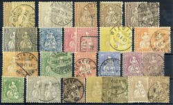 Freimarken Sitzende Helvetia 1862/1881, auf weißem Papier, mit ...