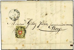 10 Rp. Rayon II. 1850, ohne Kreuzeinfassung, allseits vollrandig auf ...