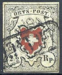 2 1/2 Rp. Ortspost 1850, ohne Kreuzeinfassung, farbfrisch und ...