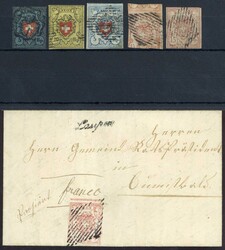 1850/1852, Zusammenstellung der Mi.-Nrn. 7II., 8II., 9II., 11. und 12 ...