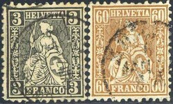 Freimarken Sitzende Helvetia 1862/1881, mit dreimal Nr. 28., teils ...