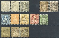 Freimarken Sitzende Helvetia 1862/1881, mit dreimal Nr. 28., teils ...