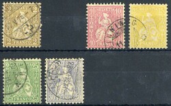 Freimarken Sitzende Helvetia 1862/1881, auf weißem Papier, mit ...