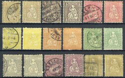 Freimarken Sitzende Helvetia 1881, auf Faserpapier, je einmal ...