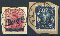 10 Pf. Kleiner Innendienst 1920, in a.-Farbe, auf Briefstück mit ...