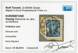 10 Pf. Kleiner Innendienst 1920, in a.-Farbe, auf Briefstück mit ...