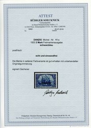 2 Mark Germania mit Aufdruck 1920, in c.-Farbe, tadellos postfrisch, ...