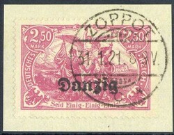 2,50 Mark Germania mit Aufdruck 1920, in c.-Farbe, zeitgerecht gest. ...