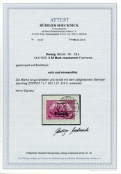 2,50 Mark Germania mit Aufdruck 1920, in c.-Farbe, zeitgerecht gest. ...