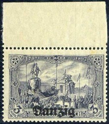 3 Mark Germania mit Aufdruck 1920, in b.-Farbe, mit Oberrand, ...